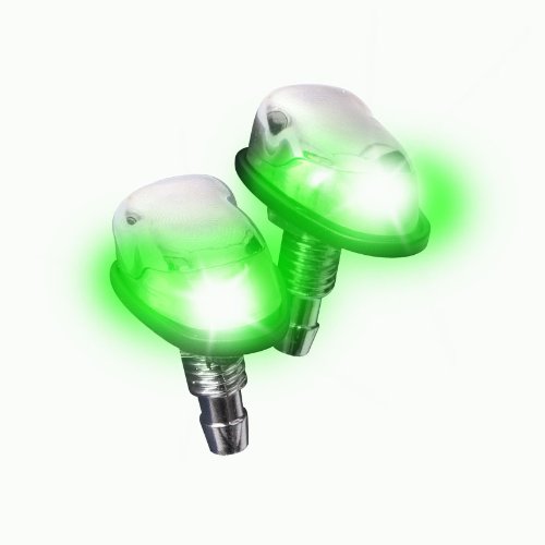 Streetglow OPWCHGR OPTX Green LED Chrome Washer Nozzle Pair