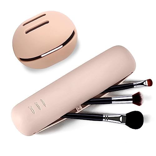 MUNSKT 2 soportes de silicona para herramientas de maquillaje, brochas de maquillaje portátiles y organizador de esponja de maquillaje, suave, elegante, inastillable, moderno estuche para viajes