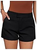 winkbay Women's High Waisted Tailored Shorts Dressy Casual Straight Leg Work Shorts with Pockets Black Medium