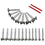 Flintronic Brocas Forstner, 19PCS (10mm ~ 40mm) Brocas Set de Acero al Tungsteno Titanium Recubierto, Fresadora Herramienta para Perforadora, Corte Agujero en Carpintería para Madera