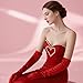 Papoopy Women Red Long Gloves for for Wedding, Tea Party, Cosplay, Costume (Satin - Red)