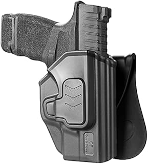 Hellcat 9mm Holster, Outside Waistband Carry Holster Fit Springfield Hellcat Micro-Compact 3'',OWB Paddle Holster,Adjustable Cant/Index Finger Release, Right Hand