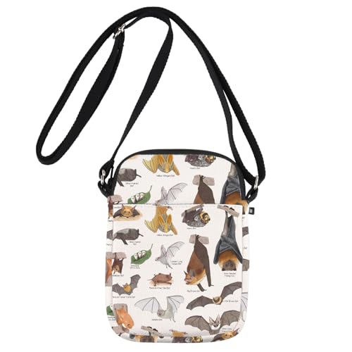 G2TUP Bats Crossbody Bag Bat Lover Gift Bat Species Gifts Night Bat Shoulder Bag Vampire Bat Gift Bat Themed Gifts