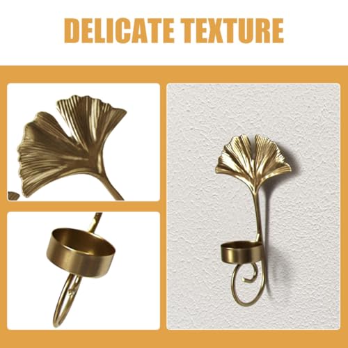 Candelabros de pared dorados de hierro en forma de hoja para iluminar con elegancia retro 4