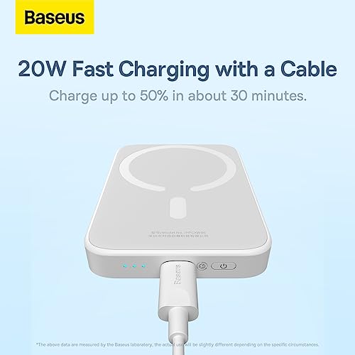 Carregador Portátil Magnético Sem Fio Baseus Power Bank 6000mAh 20W (Branco)