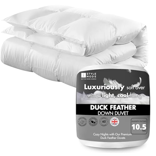 Duck Feather & Down Double Duvet, All Year Round 10.5 Tog Premium Quilt Ideal for Winter & Summer, 100% Cotton Cover, Machine Washable, Hypoallergenic (10.5 Tog, Double)