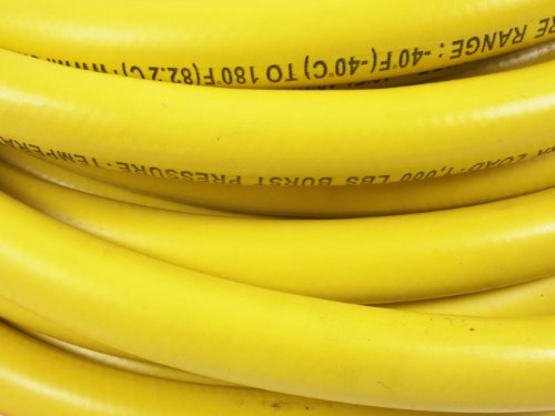 Forney 75436 Air Hose, Yellow Rubber with 3/8-Inch Male NPT Fittings On Both Ends, 3/8-Inch-by-50-Feet,Medium by Forney - Used condition - Image 3