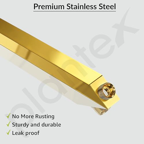 Image of Plantex 14-Inch Shower Arm for Overhead Shower /Stainless Steel Shower Pipe /Wall Mount Bathroom Fitting with -Inch Thread - Pack of 1 (PVD Gold)