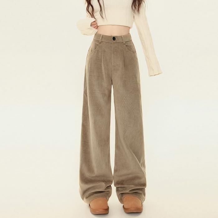 Women's Wide-Leg Pants,Straight-Leg Knit Casual Pants for Autumn and Spring