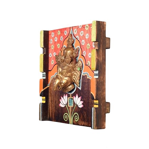 Image of Amantran Wall decor frame with divine Ganesha Majestically set on a beautiful frame | Handcrafted Wall Art for Home Decor & Office Spaces