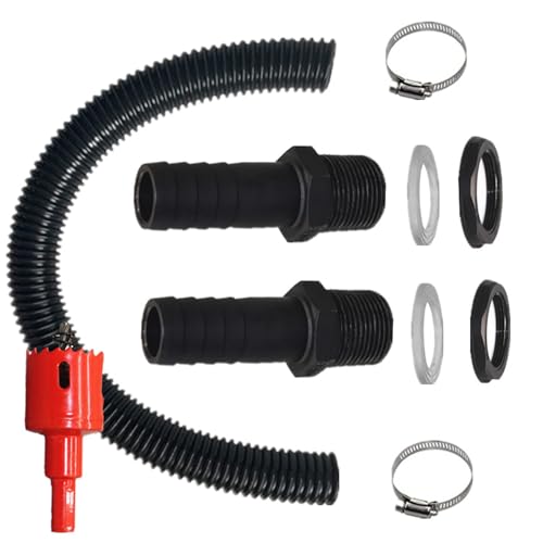 Water Butt Connector Kit, 25mm Flex Connection, 50 cm Conection Hose, 2 Rubber Seal and 2 Hose Clamps, Rain Butts Connector for Fittings Joining 2 Tanks, Butts, Rain Barrels Together