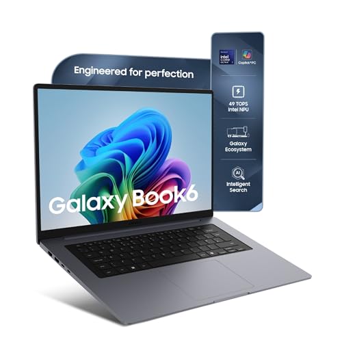 Image of Samsung Galaxy Book6 (Gray, 16GB RAM, 512GB SSD) | Intel Core Ultra 7 (Series 3) | 16 inch WUXGA+ Display with Touchscreen | 24Hrs Battery Life | 120 Hz Refresh Rate | Dolby Atmos Stereo Speakers | AI PC