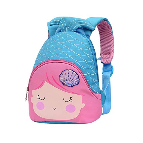Xlabor Mochila infantil con diseño de sirena  para guardería  con cinturón en el pecho
