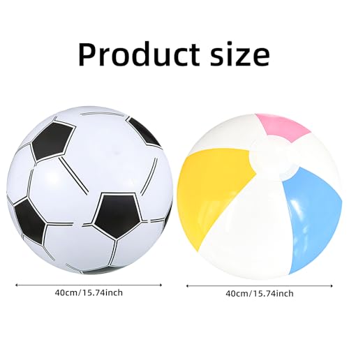 2 Stück Wasserball, Wasserball Aufblasbar, Strandball, Aufblasbar Beach Inflatable, Kinder Water Aufblasbare, Aufblasbares Fussball, Schwimmball Spielzeug Beachball, für Sommer Wasser Spiele（40cm)