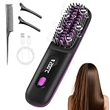 Iónico Cepillo Alisador Pelo,Cepillo Alisador Inalámbrico 4 in 1 Para Alisar,Peinado Calentamiento Rápido, Anti Encrespamiento, Pantalla LED Para Alisar Rizar Planchas, Planchas de Pelo Profesional