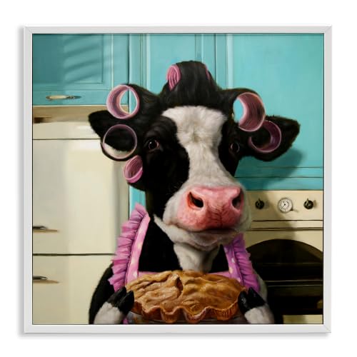 Stupell Industries Glamorous Farm Cow Baking Pie Hair Rollers, Design by Lucia Heffernan