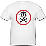 Achtung Schild Schutzbrillen Totenschädel Zeichen - T Shirt #5578, Größe:5XL, Farbe:Weiß