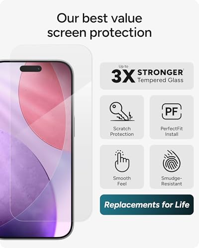 Image of ZAGG Glass+ Screen Protector for iPhone 17 Pro - 3X Stronger, Impact & Shatter Protection, Scratch & Smudge-Resistant iPhone Tempered Glass, InvisibleShield, Easy PerfectFit Install