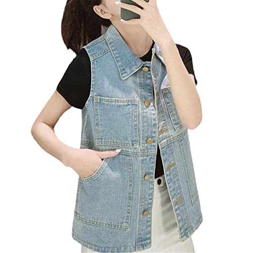 Chaleco vaquero mujer oversize vintage casual moda coreana de entretiempo