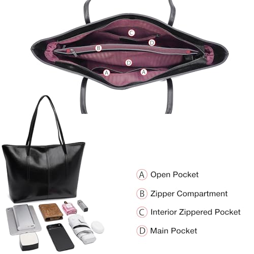Image of LAORENTOU Women Crossbody Handbags Genuine Leather Satchel Handbags for Women Top-handle Shoulder Tote Purses