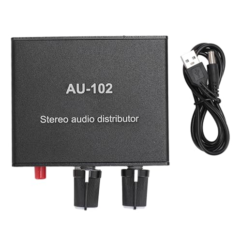 Xiuganpo Stereo-Sound-Verteiler, Aluminiumlegierung, 3,5 Mm Lautstärke, Unabhängige Einstellung, 2-Kanal-Stereo-Sound-Verstärker für Subwoofer für TV