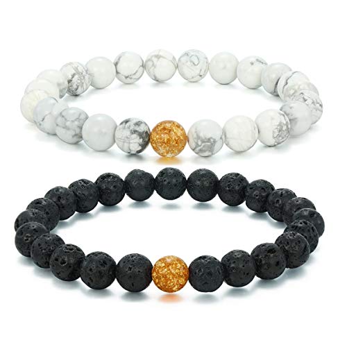 MengPa Mens Lava Rock Bracelet for Women Aromatherapy Anxiety Essential Oil Diffuser Volcanic