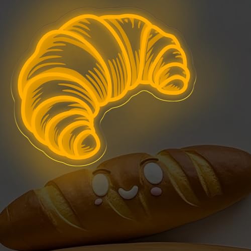 Image of Croissants Neon Sign Bread Bakery Neon Lights Croissant Baking LED Light