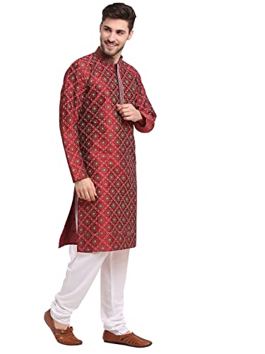Image of Jompers Mens Coller Embroidered Printed Kurta Pyjama.