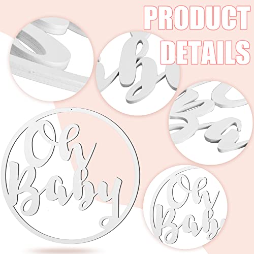 12.6 Inch Baby Wooden Sign For Baby Shower Decorations Glitter Baby Wooden Sign For Gender Reveal Backdrop Wall Photo Props Boy Girl Baby Announcements Birthday Party (White) #TOP2