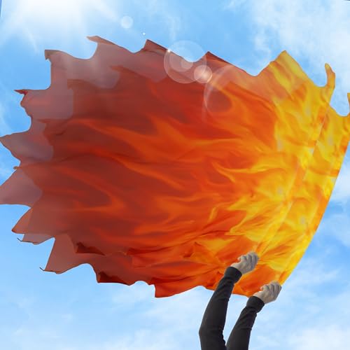 Wuchieal 53 X45 Inch Rectangle Worship Flags with Flex rods,Rectangular Praise Church Flag, Metallic Praise Dance Flags for Worship Dance Ministry Deep LH# FIRE by Wuchieal - Image 5