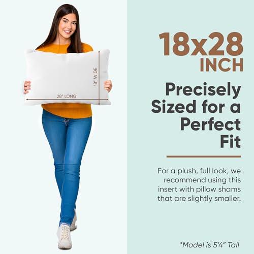 Image of Pillowflex Synthetic Down Pillow Insert 18x28 in - Karate Chop Pillow | Large Rectangle Sham Form, Plush Polyester Cotton Blend, Cloud-Like Comfort, Clump-Resistant Fill, Smooth Elegant Finish