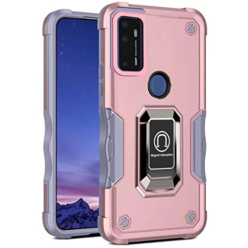 Suyomo Case For At&T Radiant Max 5G, Cricket Dream 5G/ Cricket Innovate 5G With Tempered Glass Screen Protector [2 Pack],Metal Ring Magnetic Kickstand Shockproof Protective Case (Rose Gold) #TOP1