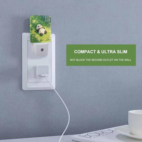 Image of LED Night Light,Cute Lying Down Panda LED Night Light Plug into Wall with Dusk to Dawn Light Sensor White Energy Efficient Nightlight for Bedroom Bathroom Hallway Living Room Kitchen