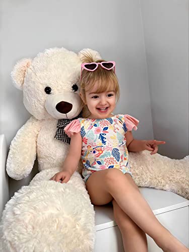 Image of HIHA Baby Swimsuit Girl Infant Bathing Suit Ruffle Summer One Piece Cartoon Pattern Swimwear Sunsuit,0-6 Months Light Pink