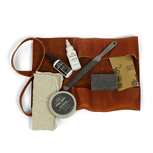 1844 Helko Werk Germany Maintenance Kit - Axe Sharpening Stone, Tool File, Axe Handle Oil, Axe Head Oil, Tool Blade Cleaning Abrasive Block #F8790