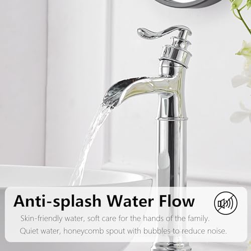 Chrome Vessel Sink Faucet Tall Brass Waterfall Faucet for Vessel Sink by BATHLAVISH - Used condition - Image 3