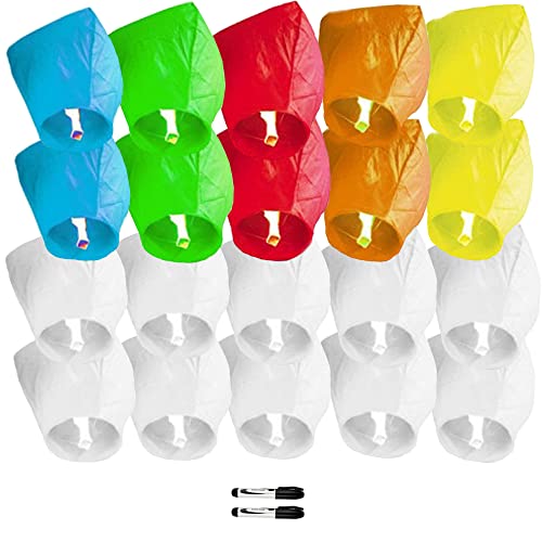 20 Pack Sky Lanterns, Lanterns to Release in Sky, Chinese Lanterns are Suitable for Wedding, Birthday Party, Memorial Ceremony,it is Environmental Friendly which is 100% Biodegradable