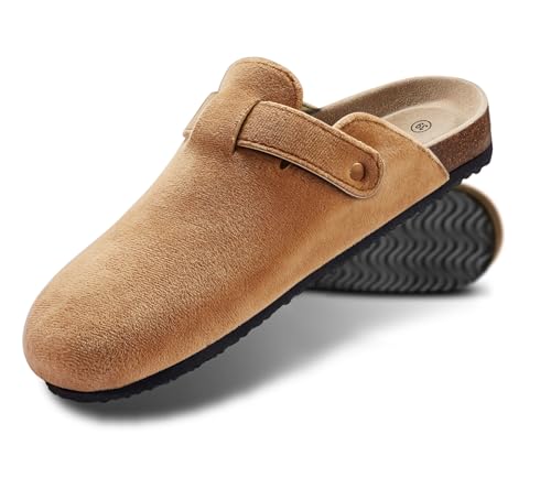 Image of KEMISANT Men Clogs-Comfortable Suede Mules Slippers Sandals Nurse Potato Shoes Unisex-Cushioned Cork-Footbed