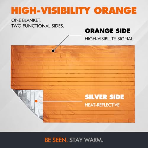 Image of Emergency Blanket Orange Mylar Thermal Space Survival Gear &Supplies 4-Pack