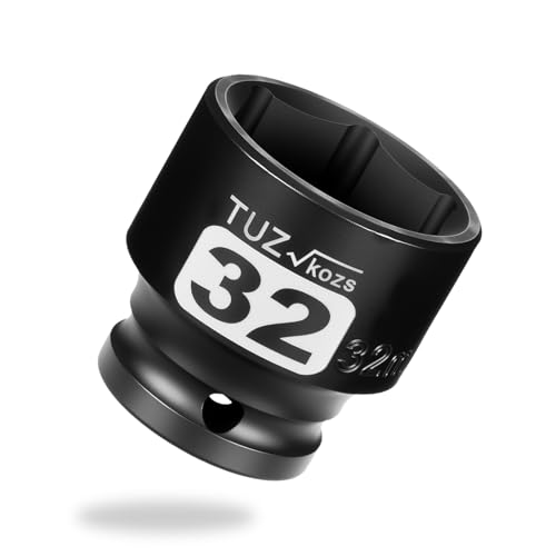 Image of 1 /2 Inch Drive 32mm Shallow Metric Impact Socket,CR-MO,6 Point Radius Corner Design,Square Chamfered Opening,Axle Nut Impact Grade Socket for Easy Removal
