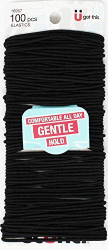 Scunci Black Metal Hair Elastics, 2.1 Ounce