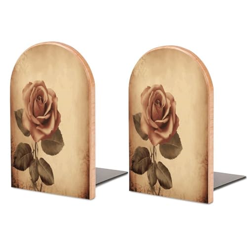 Sujetalibros de madera resistente tallada a mano con flores de diseño clásico 2