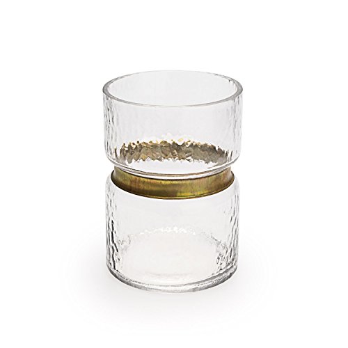 Black Velvet Studio Jarrón Vidrio Latón Decorativo Color Cristal – Florero Moderno Vintage para Hogar Oficina Sala Mesa Dimensiones Pequeñas Modelo Tendence 19x14x14 cm.