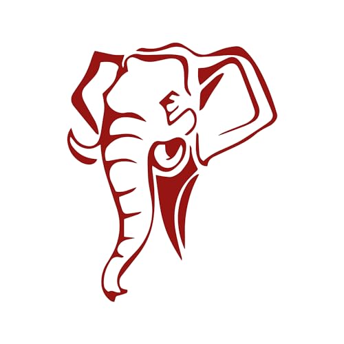 Elephant Head Silhouette Outline 6" Vinyl Sticker Car Decal (6" Red)