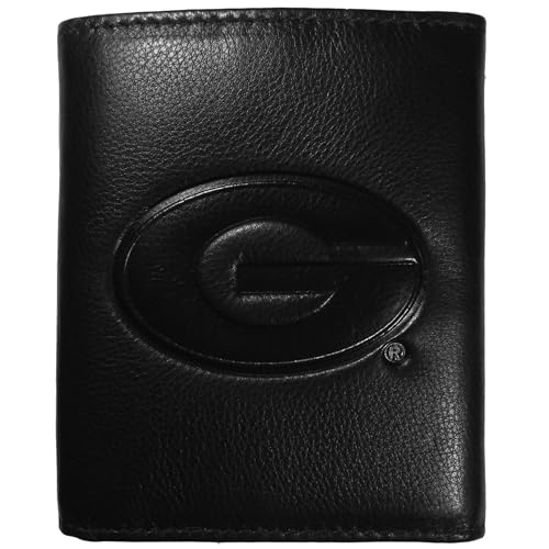 Image of Siskiyou Sports NCAA Georgia Bulldogs Embossed Leather Tri-fold Wallet Men's, One Size, Black