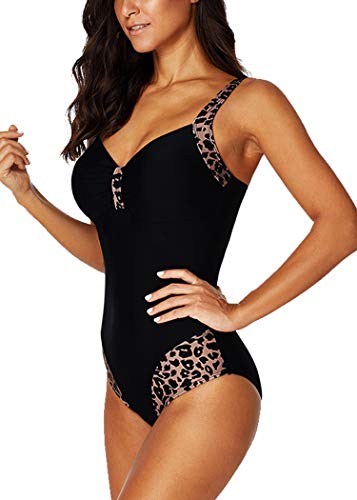 AOQUSSQOA-Damen-Einteileger-Badeanzug-Grosse-Groesse-Bademode-Figurformend-Bauchweg-Bikini-Leopardenmuster-Strandmode