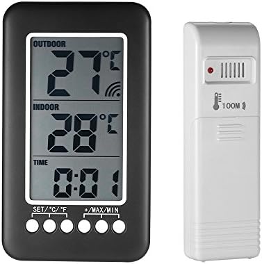 Indoor Outdoor Thermometer, LCD ℃/℉ Wireless Digital Thermometer with 200ft/100m Range Temperature Sensor