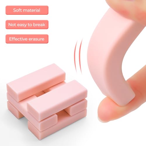 Image of M&G 2+4 Pack Rubber Erasers Sliding Retractable Eraser, 2 Pack Cute Erasers Push Pull Large Pencil Eraser with Plastic Sleeve and 4 Refill Erasers for Students, School Office Supplies (Pink Unicorn)