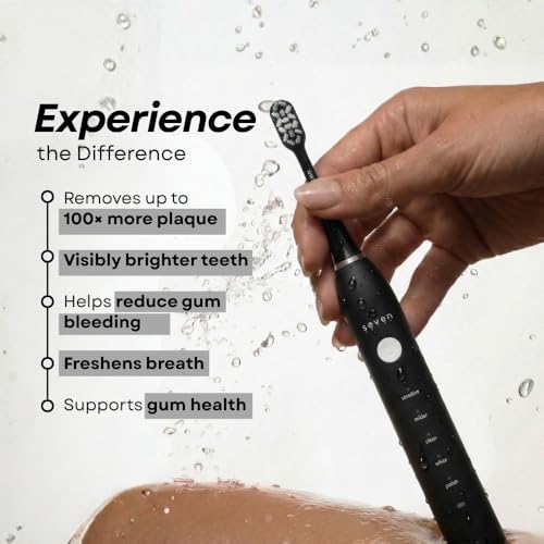 Image of Seven Oral Care SuperBrush Pro Electric Toothbrush for Adults | Rechargeable Toothbrush with Advanced Cleaning Technology | Soft Bristles | Gentle on Gums | Ergonomic Lightweight Design | Daily Oral Care (Matte Black)