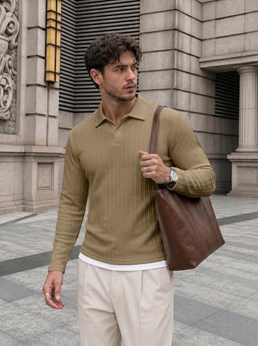 Image of JMIERR Mens Casual Polo Shirt Summer Short Sleeve Vacation Button Beach Knit Stretchy Golf Shirts